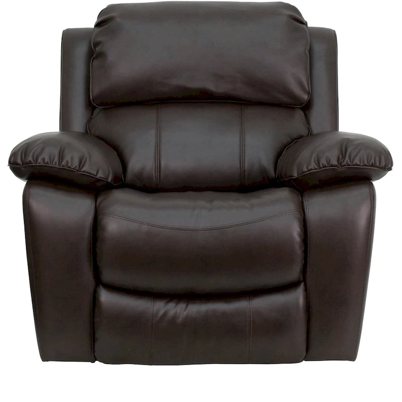 Fauteuil inclinable Rocker en similicuir noir/marron avec dossier capitonné et accoudoirs moelleux – 1 place