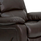 Fauteuil inclinable Rocker en similicuir noir/marron avec dossier capitonné et accoudoirs moelleux – 1 place