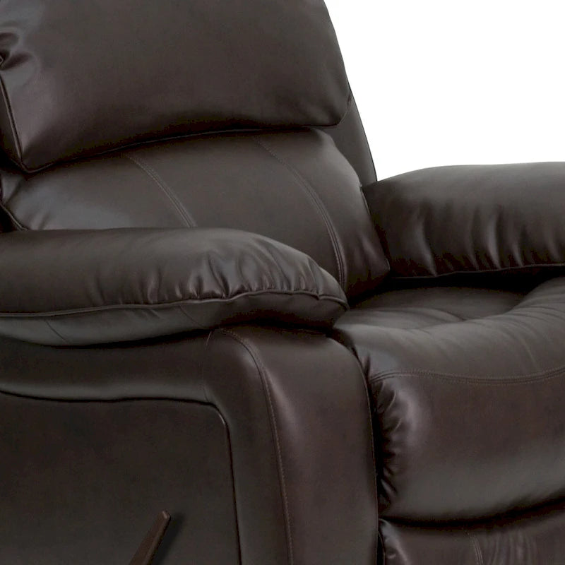 Fauteuil inclinable Rocker en similicuir noir/marron avec dossier capitonné et accoudoirs moelleux – 1 place