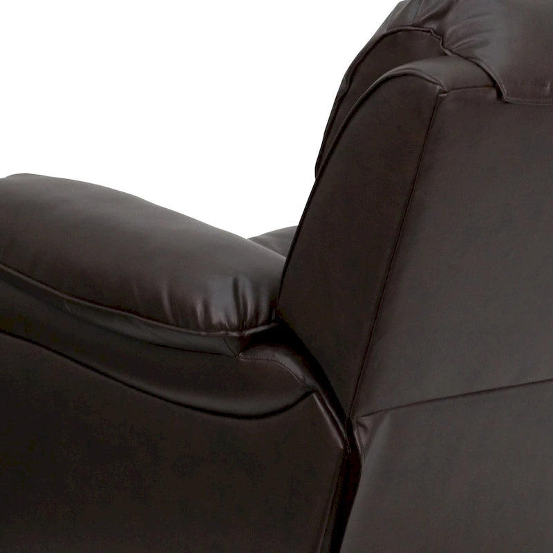 Fauteuil inclinable Rocker en similicuir noir/marron avec dossier capitonné et accoudoirs moelleux – 1 place