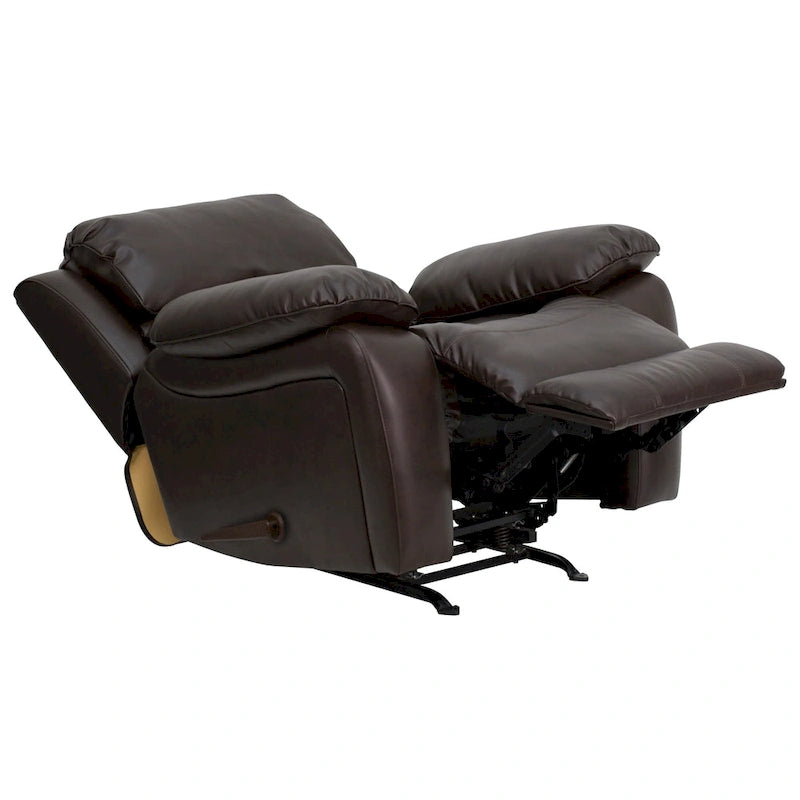 Fauteuil inclinable Rocker en similicuir noir/marron avec dossier capitonné et accoudoirs moelleux – 1 place