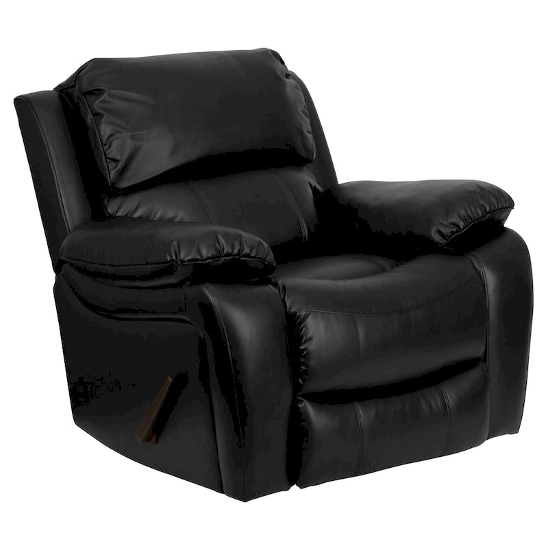 Fauteuil inclinable Rocker en similicuir noir/marron avec dossier capitonné et accoudoirs moelleux – 1 place
