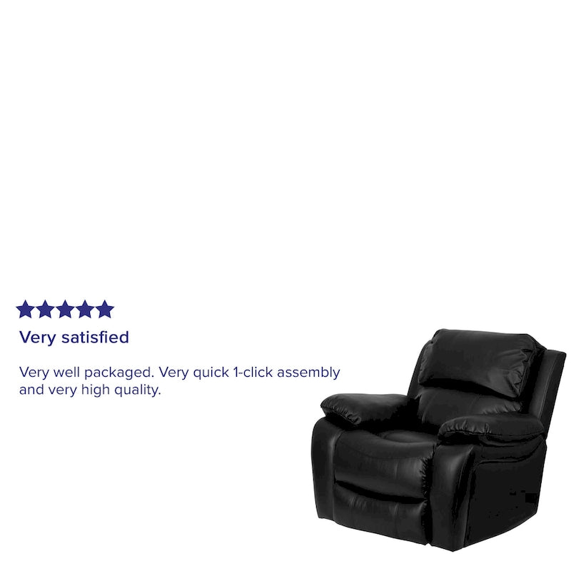 Fauteuil inclinable Rocker en similicuir noir/marron avec dossier capitonné et accoudoirs moelleux – 1 place