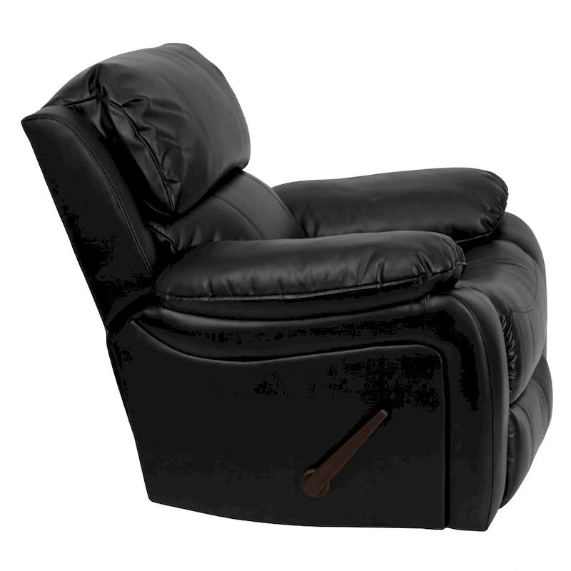 Fauteuil inclinable Rocker en similicuir noir/marron avec dossier capitonné et accoudoirs moelleux – 1 place