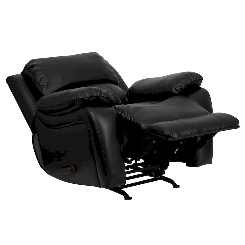 Fauteuil inclinable Rocker en similicuir noir/marron avec dossier capitonné et accoudoirs moelleux – 1 place