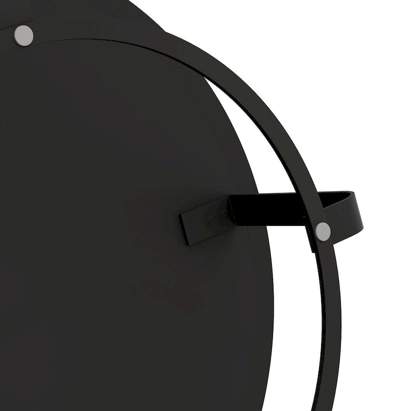 Table basse ronde sculptée en pin naturel et noir avec pieds en métal noir