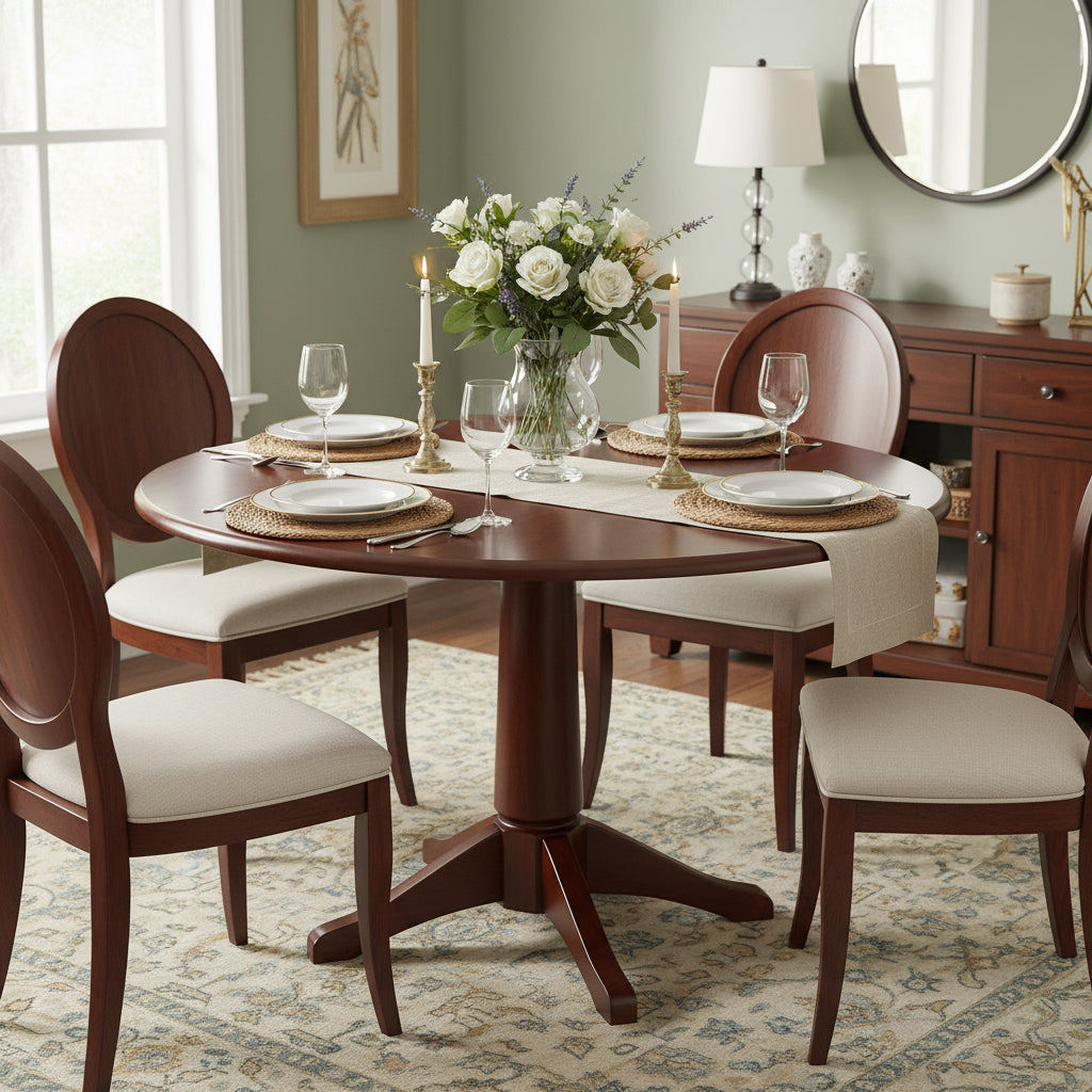 42 Round Dual Drop Leaf Table - Espresso
