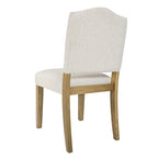 Chaise de salle à manger tapissée à dossier ouvert tissé texturé crème avec pieds en bois tanné – À l'unité