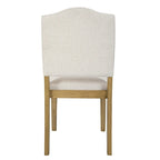 Chaise de salle à manger tapissée à dossier ouvert tissé texturé crème avec pieds en bois tanné – À l'unité
