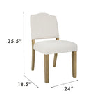 Chaise de salle à manger tapissée à dossier ouvert tissé texturé crème avec pieds en bois tanné – À l'unité