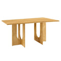 Table à manger rectangulaire en bois de manguier massif chêne/noyer avec double piétement arqué – 6 à 8 places