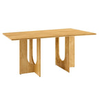 Table à manger rectangulaire en bois de manguier massif chêne/noyer avec double piétement arqué – 6 à 8 places