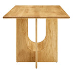 Table à manger rectangulaire en bois de manguier massif chêne/noyer avec double piétement arqué – 6 à 8 places