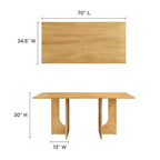 Table à manger rectangulaire en bois de manguier massif chêne/noyer avec double piétement arqué – 6 à 8 places