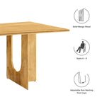 Table à manger rectangulaire en bois de manguier massif chêne/noyer avec double piétement arqué – 6 à 8 places