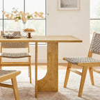 Table à manger rectangulaire en bois de manguier massif chêne/noyer avec double piétement arqué – 6 à 8 places