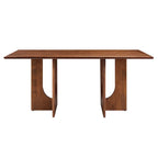 Table à manger rectangulaire en bois de manguier massif chêne/noyer avec double piétement arqué – 6 à 8 places