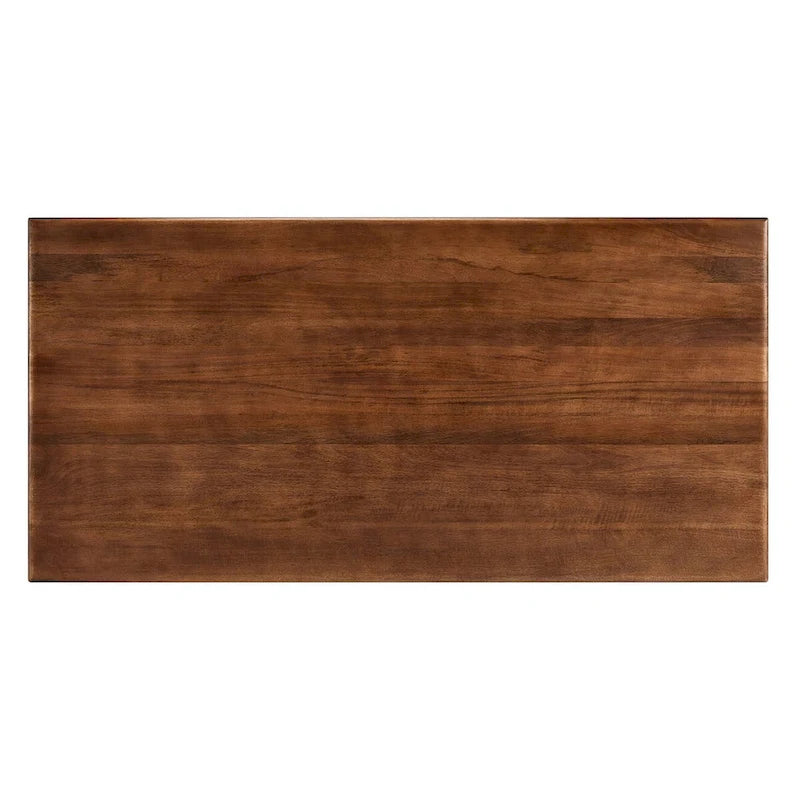 Table à manger rectangulaire en bois de manguier massif chêne/noyer avec double piétement arqué – 6 à 8 places