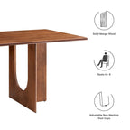 Table à manger rectangulaire en bois de manguier massif chêne/noyer avec double piétement arqué – 6 à 8 places