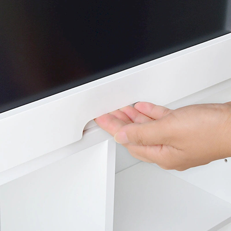 Bureau mural rabattable en MDF stratifié blanc avec façade tableau noir, armoire de rangement et étagères inférieures – 1 personne