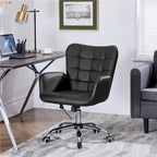 Fauteuil de bureau ergonomique pivotant en similicuir noir/rose/blanc avec accoudoirs rembourrés – 1 place