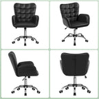 Fauteuil de bureau ergonomique pivotant en similicuir noir/rose/blanc avec accoudoirs rembourrés – 1 place