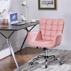 Fauteuil de bureau ergonomique pivotant en similicuir noir/rose/blanc avec accoudoirs rembourrés – 1 place