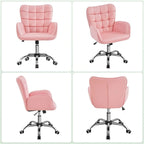 Fauteuil de bureau ergonomique pivotant en similicuir noir/rose/blanc avec accoudoirs rembourrés – 1 place