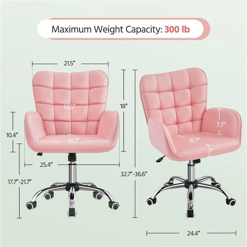 Fauteuil de bureau ergonomique pivotant en similicuir noir/rose/blanc avec accoudoirs rembourrés – 1 place