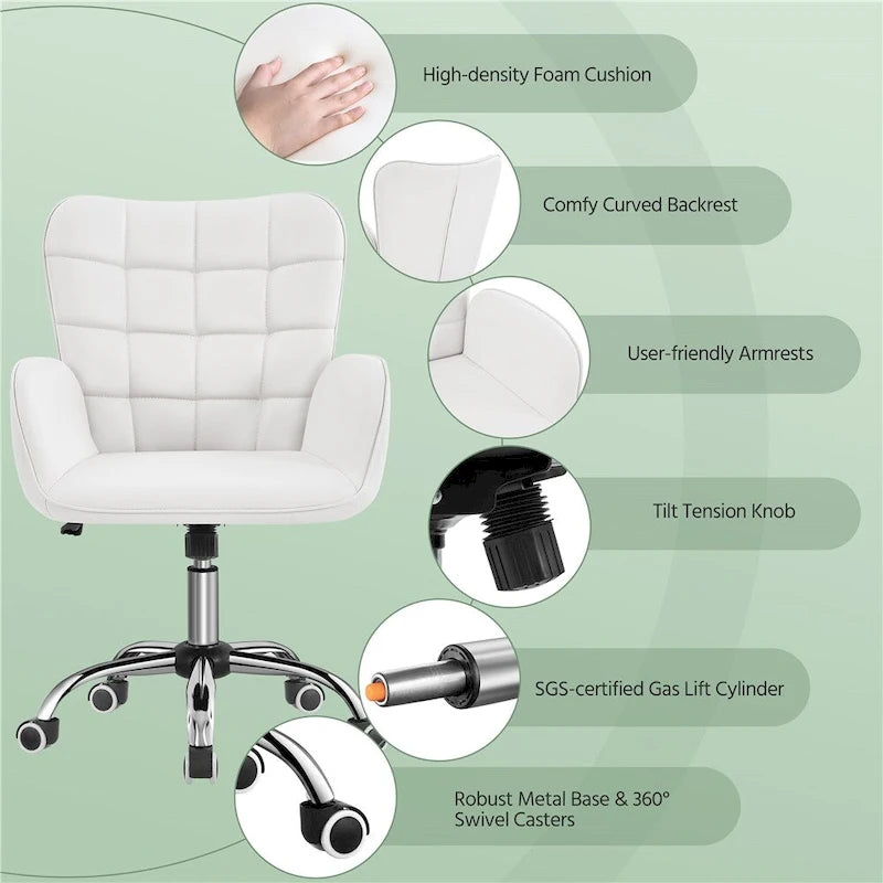 Fauteuil de bureau ergonomique pivotant en similicuir noir/rose/blanc avec accoudoirs rembourrés – 1 place