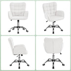 Fauteuil de bureau ergonomique pivotant en similicuir noir/rose/blanc avec accoudoirs rembourrés – 1 place