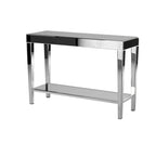 Console miroir en verre argenté avec étagère inférieure