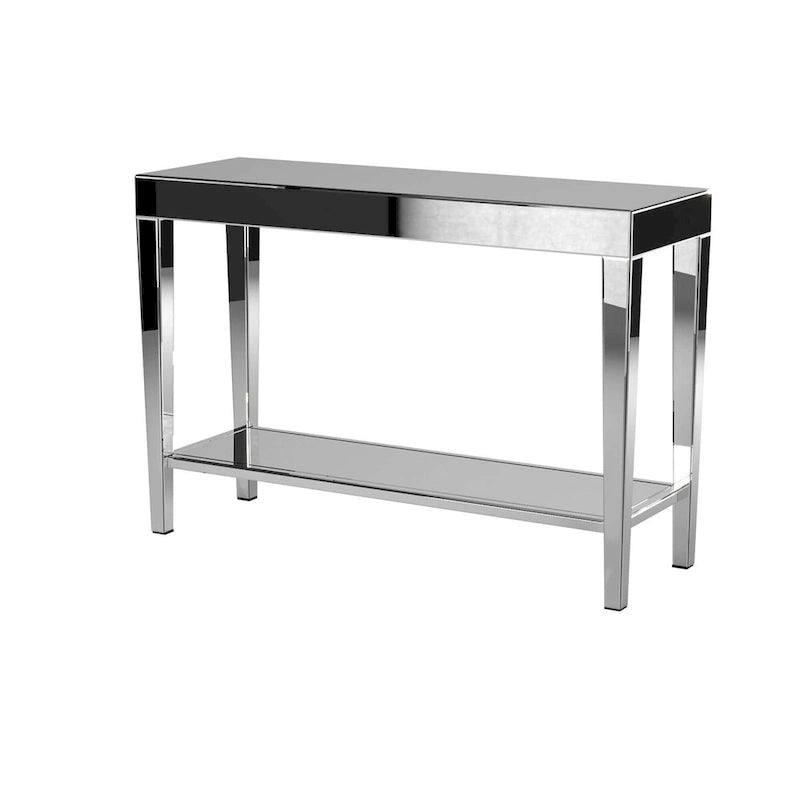 Console miroir en verre argenté avec étagère inférieure