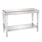 Console miroir en verre argenté avec étagère inférieure