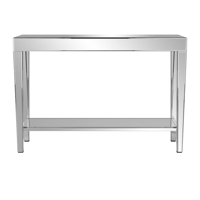 Console miroir en verre argenté avec étagère inférieure