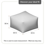 Pouf ottoman carré fait main gris et ivoire avec remplissage en billes EPP – 1 place