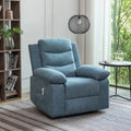 Fauteuil inclinable électrique en velours bleu/gris clair/beige avec massage et chauffage – 1 place