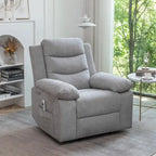 Fauteuil inclinable électrique en velours bleu/gris clair/beige avec massage et chauffage – 1 place