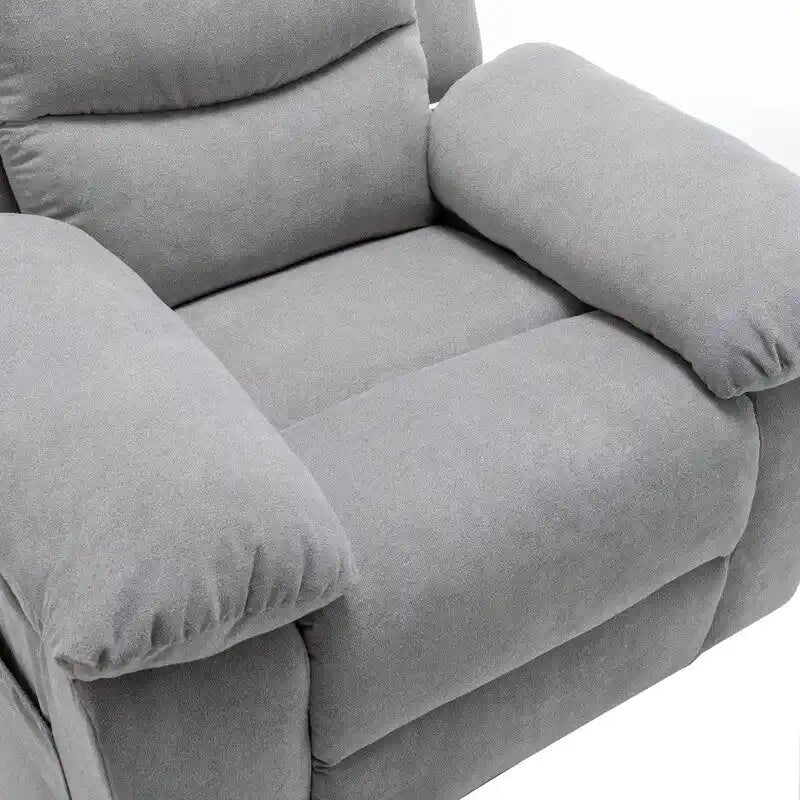 Fauteuil inclinable électrique en velours bleu/gris clair/beige avec massage et chauffage – 1 place