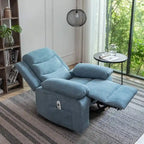 Fauteuil inclinable électrique en velours bleu/gris clair/beige avec massage et chauffage – 1 place