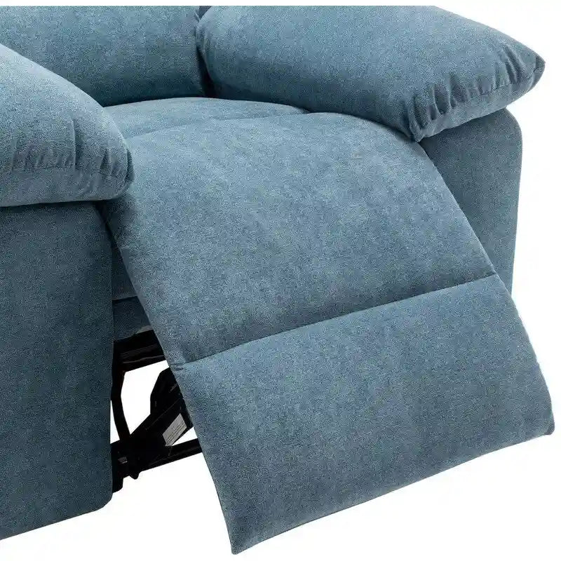 Fauteuil inclinable électrique en velours bleu/gris clair/beige avec massage et chauffage – 1 place