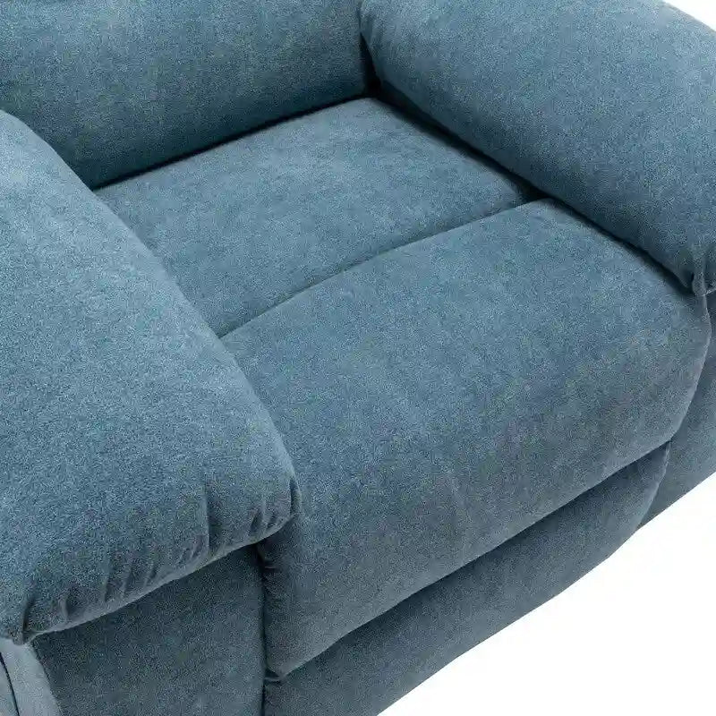 Fauteuil inclinable électrique en velours bleu/gris clair/beige avec massage et chauffage – 1 place