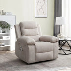 Fauteuil inclinable électrique en velours bleu/gris clair/beige avec massage et chauffage – 1 place