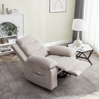 Fauteuil inclinable électrique en velours bleu/gris clair/beige avec massage et chauffage – 1 place