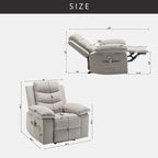 Fauteuil inclinable électrique en velours bleu/gris clair/beige avec massage et chauffage – 1 place