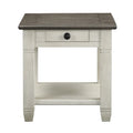 Table d'appoint bicolore blanc antique/gris antique avec tiroir à queue d'aronde et étagère inférieure – 1 pièce