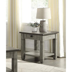 Table d'appoint bicolore blanc antique/gris antique avec tiroir à queue d'aronde et étagère inférieure – 1 pièce