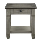 Table d'appoint bicolore blanc antique/gris antique avec tiroir à queue d'aronde et étagère inférieure – 1 pièce