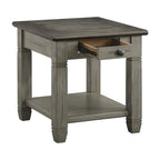 Table d'appoint bicolore blanc antique/gris antique avec tiroir à queue d'aronde et étagère inférieure – 1 pièce