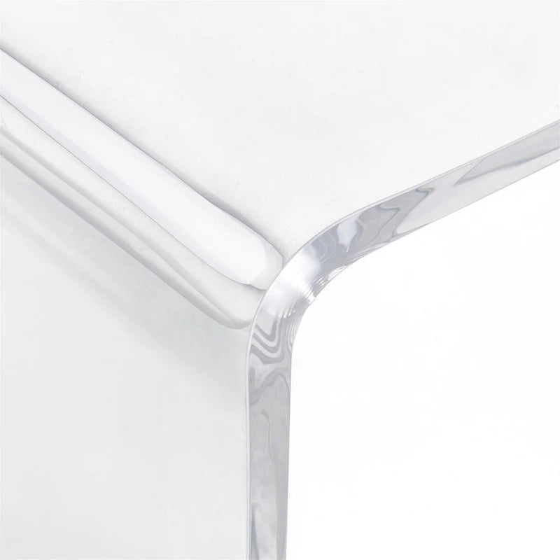 Table basse rectangulaire en acrylique transparent de 15 mm d'épaisseur effet cascade – Aucun assemblage requis